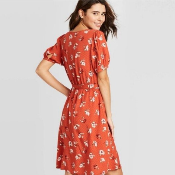 Universal Thread Orange Floral Mini Dress - Picture 5 of 12